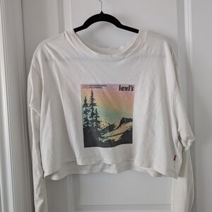 Levi's White Graphic Crop Top